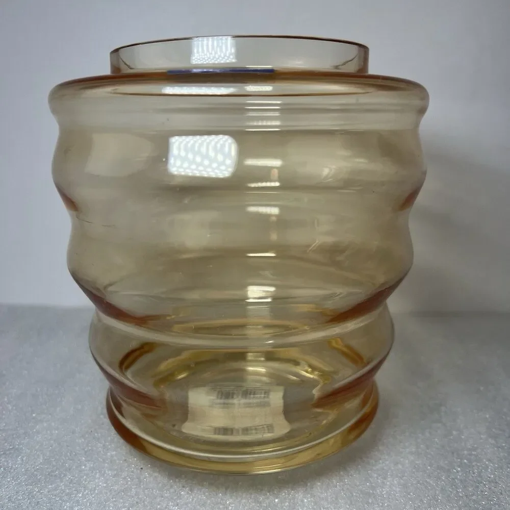 Villeroy & Boch Vase Signed MCM Ember / Peach Hand blown Glass Beehive 5.5